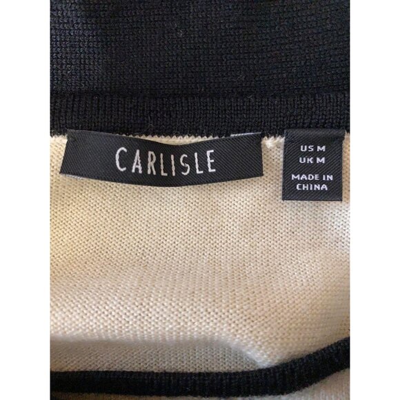 Carlisle Cream Wool Silk Cashmere Blend Black Tie Pullover Sweater Medium - Picture 6 of 6